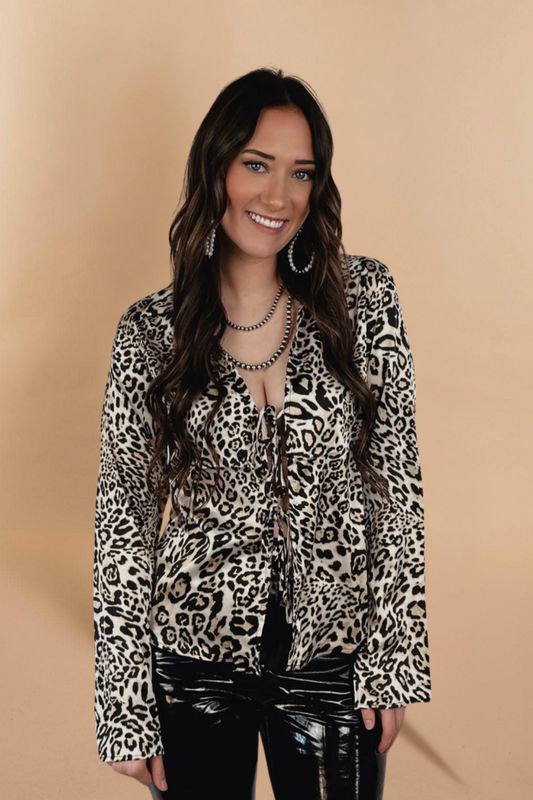 Rev Runner Leopard Tie Blouse