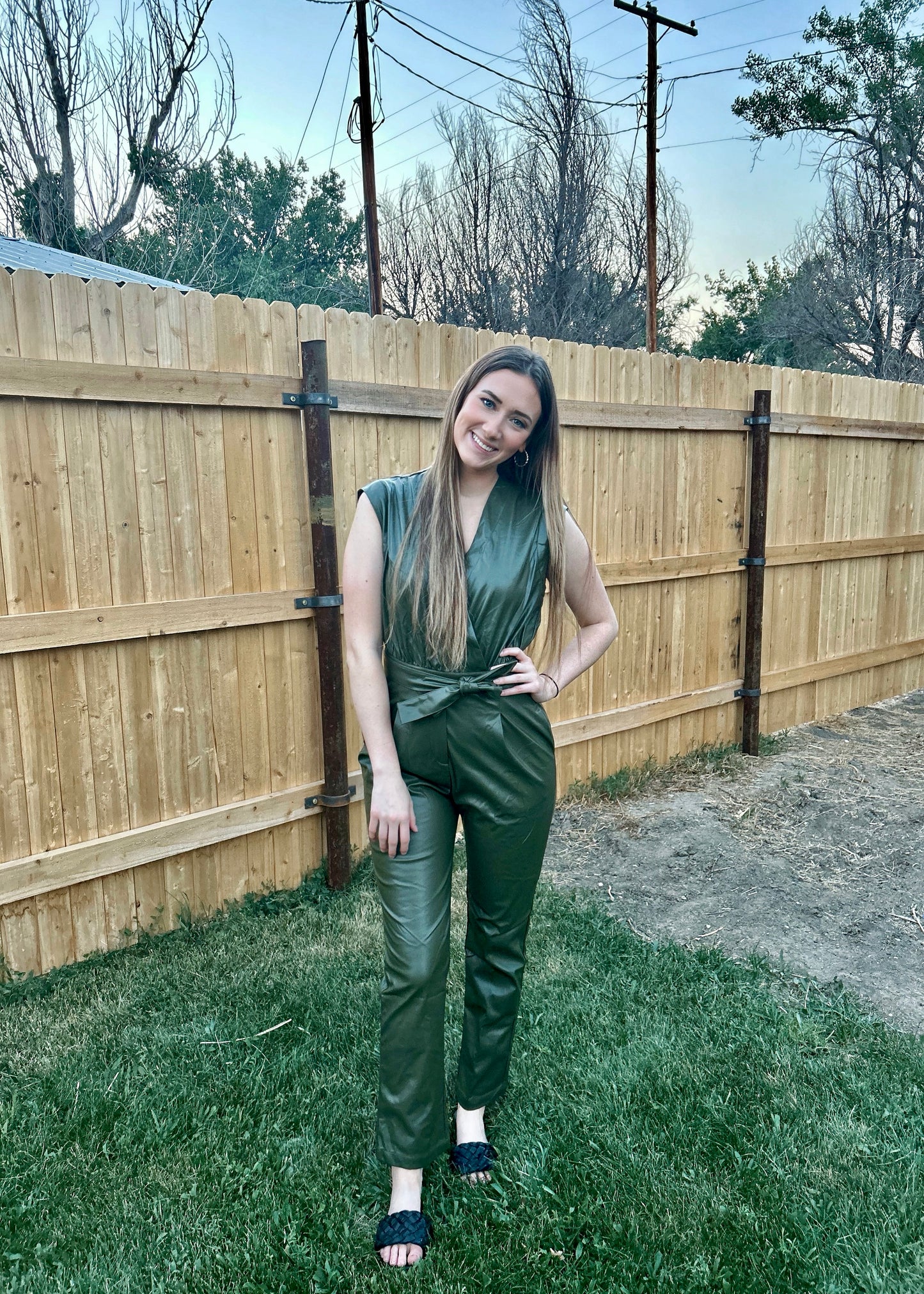 Olive Orchard Leather Jumpsuit