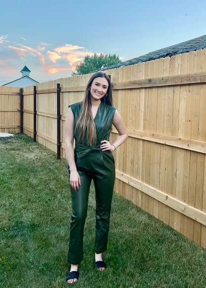 Olive Orchard Leather Jumpsuit