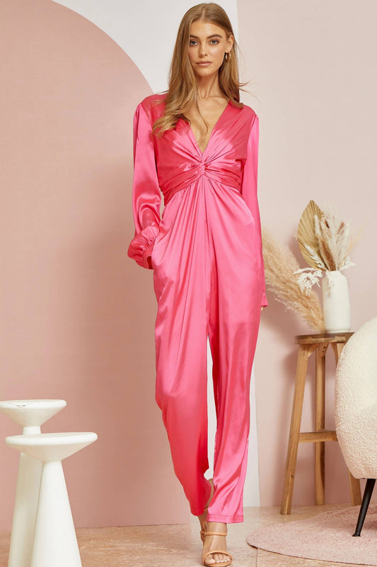 Lexus V Neck Satin Jumpsuit