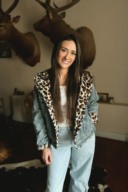 Safari Denim Leopard Jacket