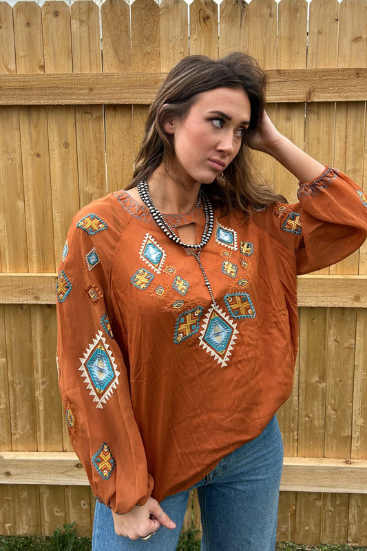 Out West Embroidered Top